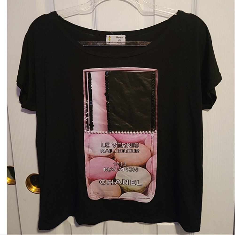 Chanel Macaron Nail Color Tshirt Top